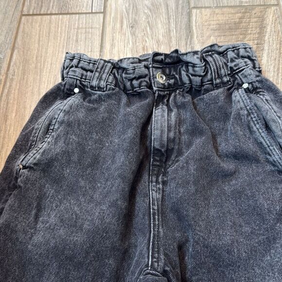 Zara Baggy Paperbag Jeans - Womens Size 4 - Crop High‎ Waisted Black Wash - Picture 3 of 13